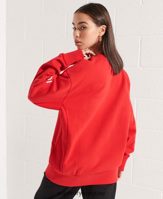 uy Superdry mujer sudadera extragrande con gráfico universitario rojo DT2N8Z5838 ropa