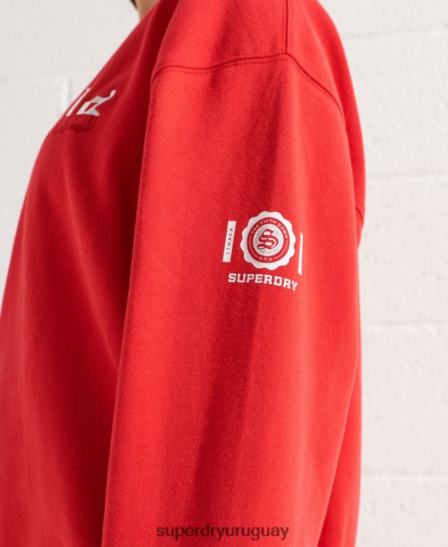 uy Superdry mujer sudadera extragrande con gráfico universitario rojo DT2N8Z5838 ropa