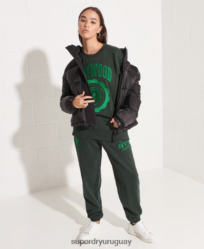 uy Superdry mujer sudadera extragrande con gráfico universitario verde DT2N8Z5836 ropa