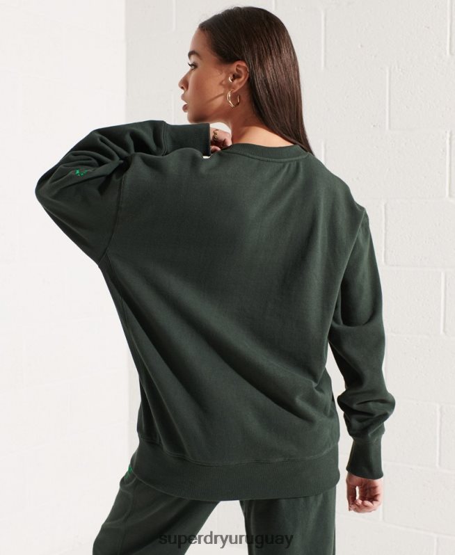uy Superdry mujer sudadera extragrande con gráfico universitario verde DT2N8Z5836 ropa