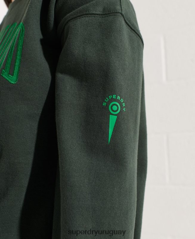 uy Superdry mujer sudadera extragrande con gráfico universitario verde DT2N8Z5836 ropa