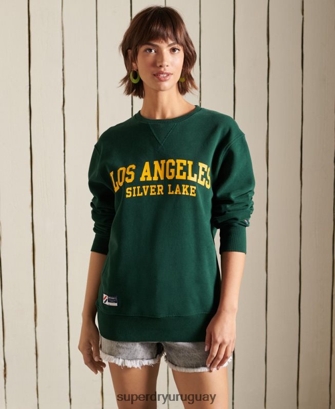 uy Superdry mujer sudadera extragrande con gráfico universitario verde DT2N8Z6162 ropa