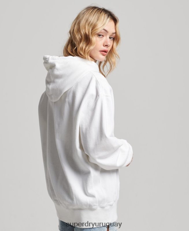 uy Superdry mujer sudadera extragrande esencial de algodón orgánico blanco DT2N8Z5768 ropa