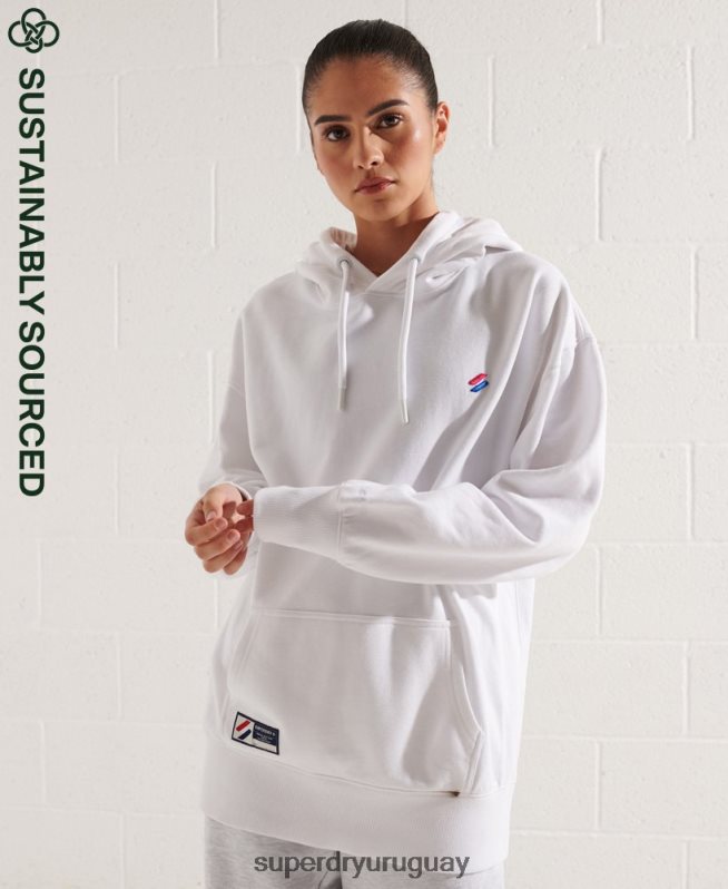 uy Superdry mujer sudadera extragrande esencial de algodón orgánico blanco DT2N8Z5768 ropa