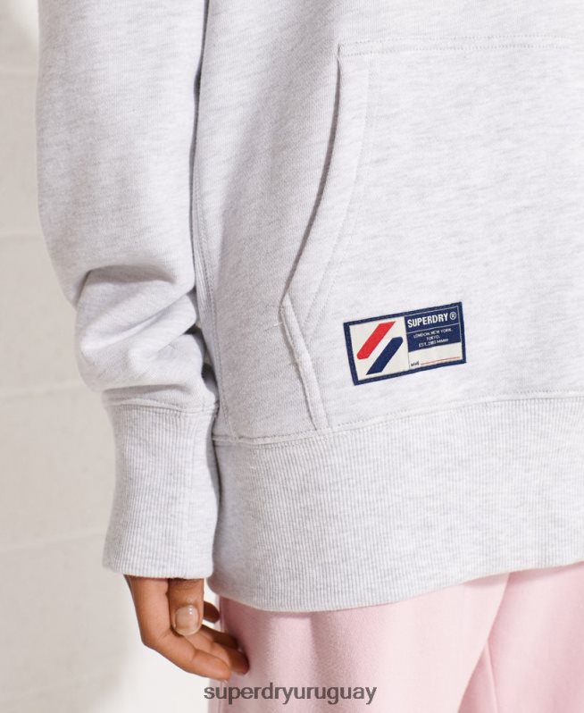 uy Superdry mujer sudadera extragrande esencial de algodón orgánico gris claro DT2N8Z5852 ropa