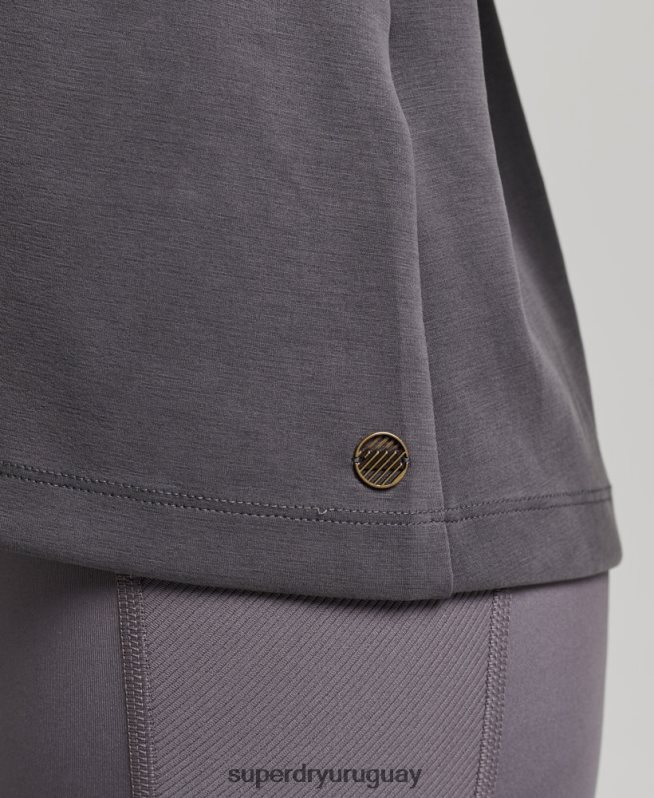 uy Superdry mujer sudadera flex holgada con cuello redondo gris oscuro DT2N8Z6109 ropa