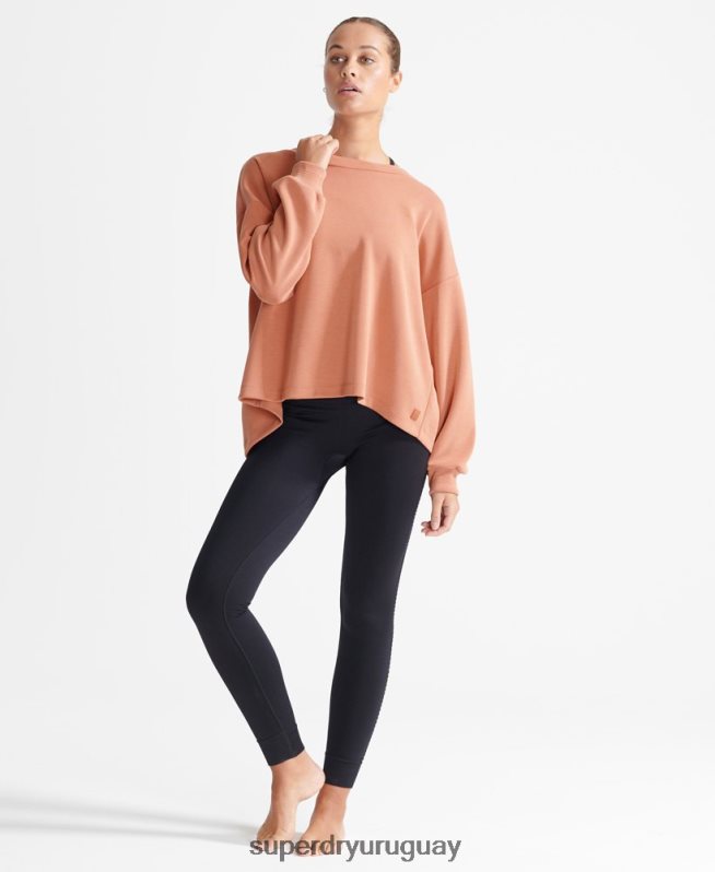 uy Superdry mujer sudadera flex holgada con cuello redondo marrón DT2N8Z5918 ropa