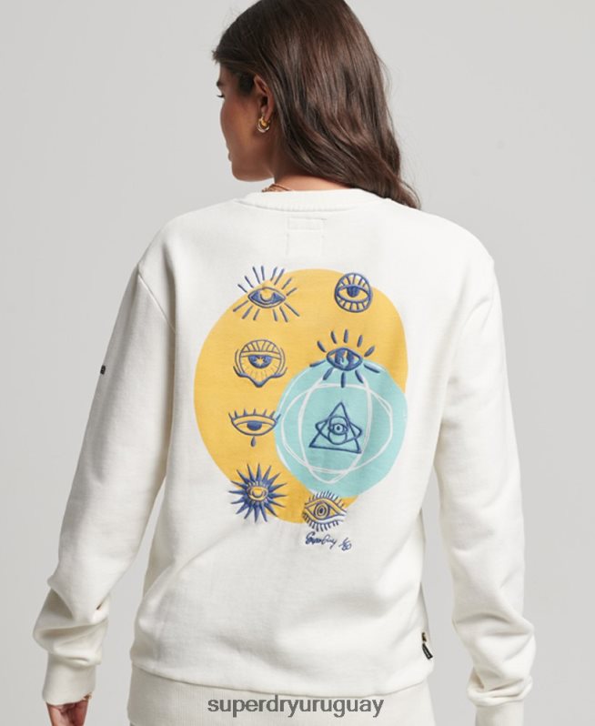 uy Superdry mujer sudadera folk nómada blanco DT2N8Z3436 ropa