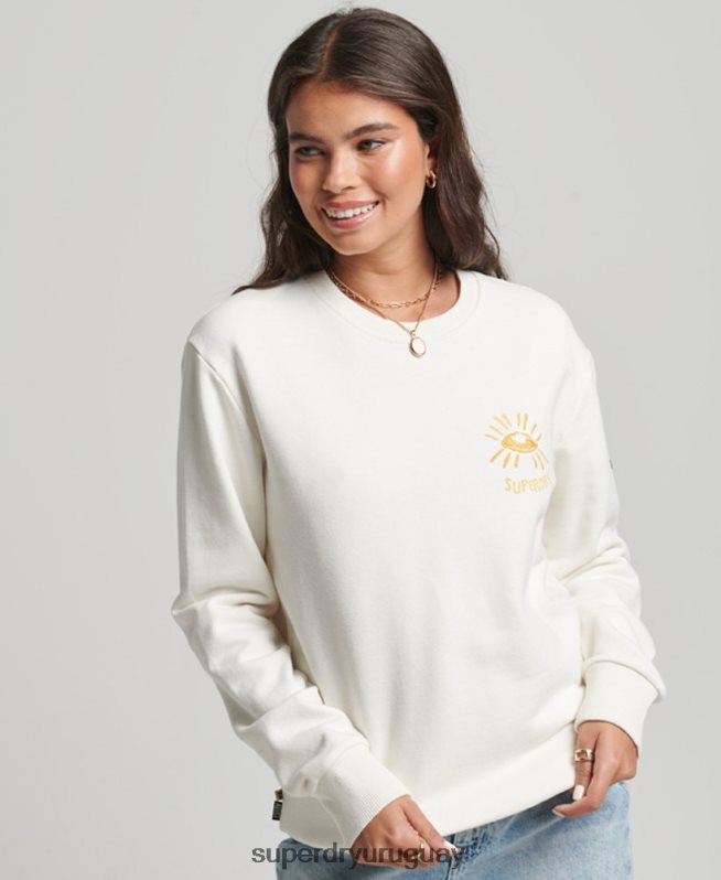 uy Superdry mujer sudadera folk nómada blanco DT2N8Z3436 ropa