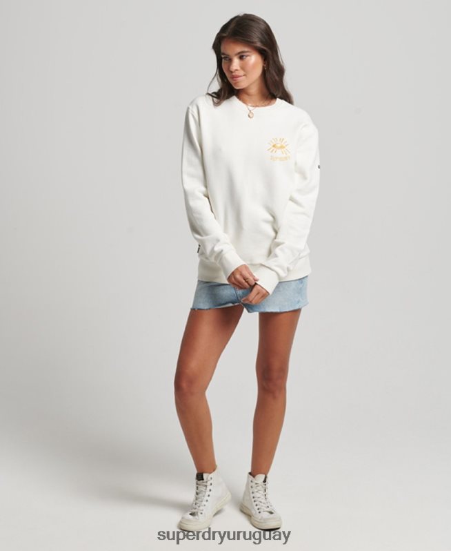 uy Superdry mujer sudadera folk nómada blanco DT2N8Z3436 ropa