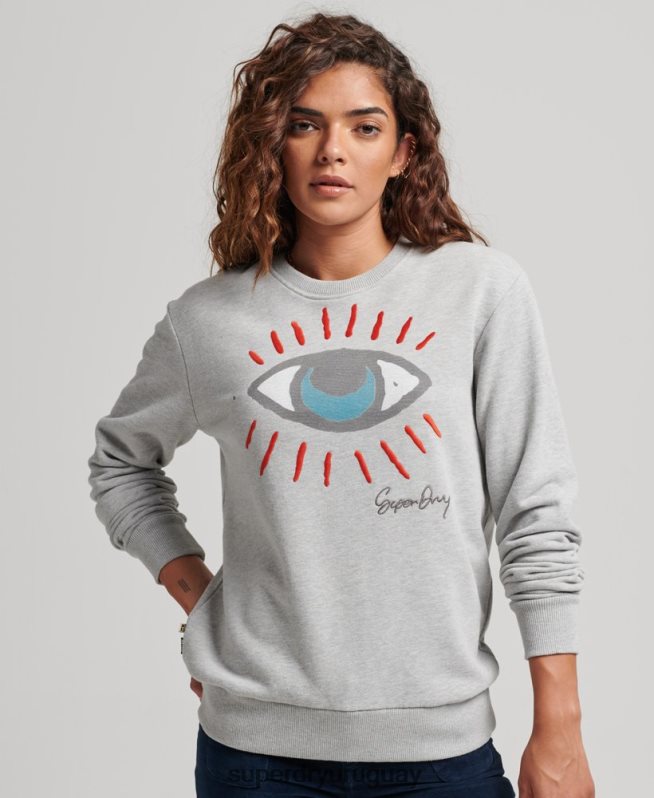 uy Superdry mujer sudadera folk nómada gris DT2N8Z3479 ropa