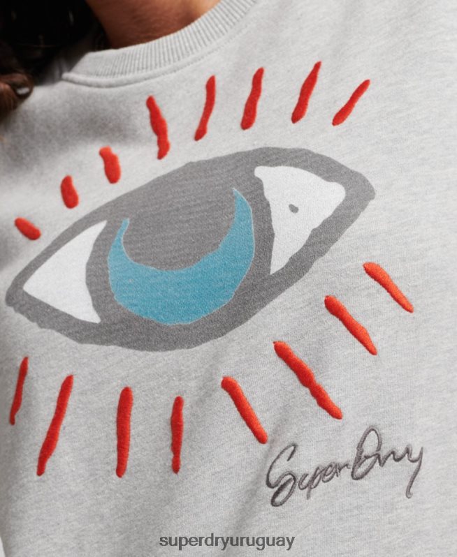 uy Superdry mujer sudadera folk nómada gris DT2N8Z3479 ropa