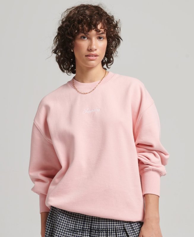 uy Superdry mujer sudadera heritage extragrande con cuello redondo bordado rosa DT2N8Z5808 ropa