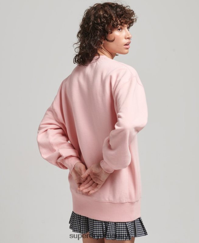 uy Superdry mujer sudadera heritage extragrande con cuello redondo bordado rosa DT2N8Z5808 ropa