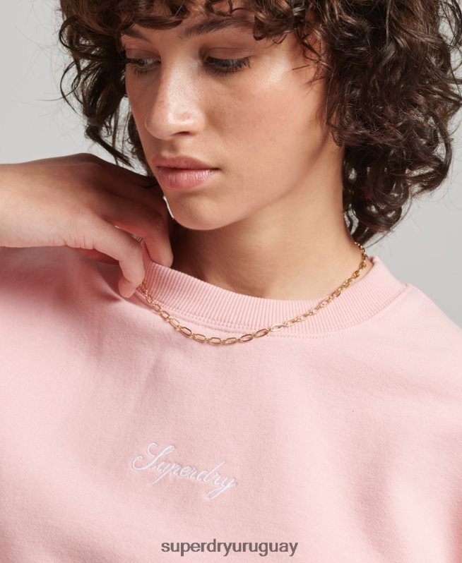 uy Superdry mujer sudadera heritage extragrande con cuello redondo bordado rosa DT2N8Z5808 ropa