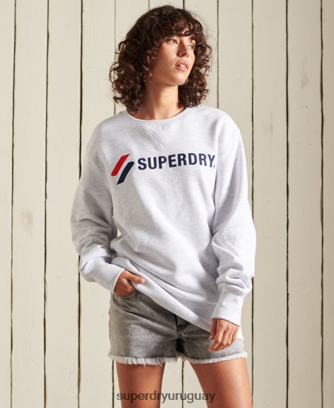 uy Superdry mujer sudadera holgada con aplique sportstyle gris claro DT2N8Z6077 ropa