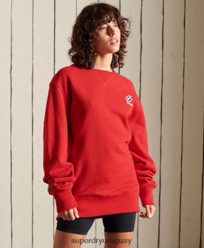 uy Superdry mujer sudadera holgada con cuello redondo Code Essential rojo DT2N8Z6176 ropa