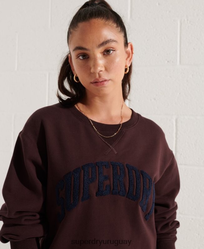 uy Superdry mujer sudadera holgada con cuello redondo Varsity Arch rojo DT2N8Z5935 ropa