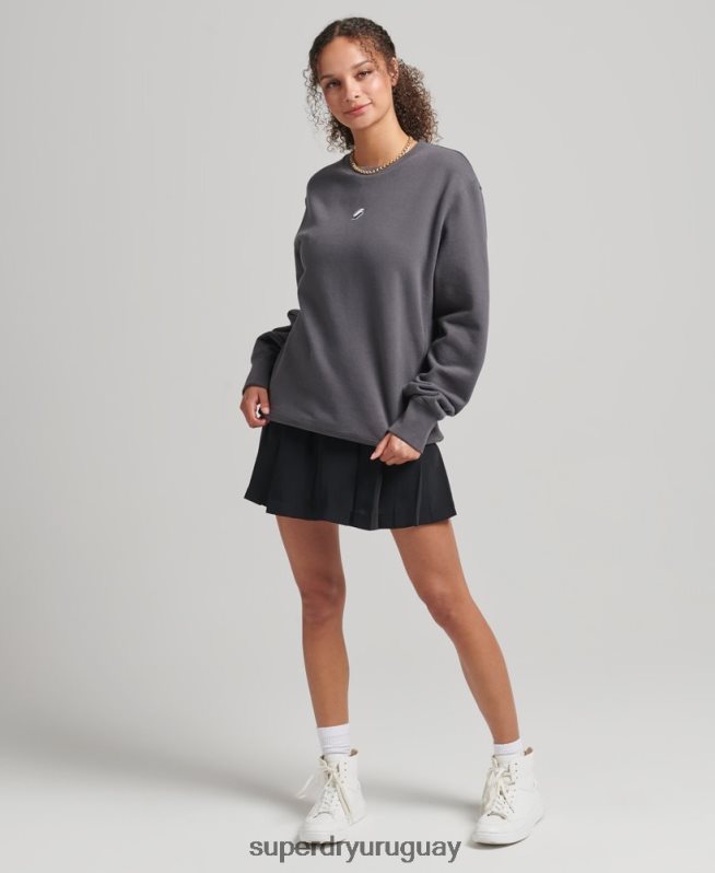 uy Superdry mujer sudadera holgada con cuello redondo code linear gris oscuro DT2N8Z5899 ropa