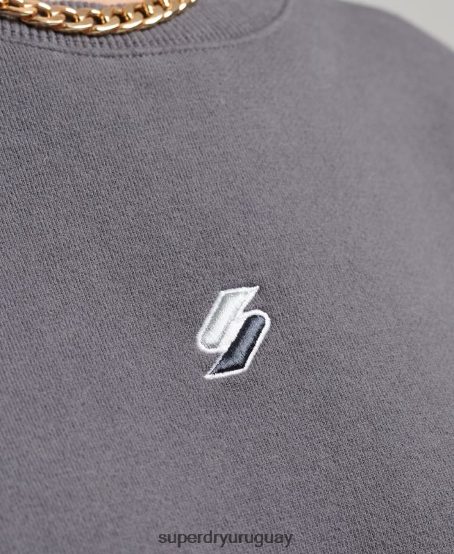 uy Superdry mujer sudadera holgada con cuello redondo code linear gris oscuro DT2N8Z5899 ropa