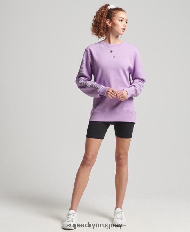 uy Superdry mujer sudadera holgada con cuello redondo code linear púrpura DT2N8Z6016 ropa
