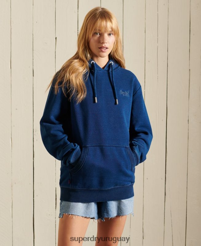 uy Superdry mujer sudadera holgada con logo vintage bordado turquesa DT2N8Z6061 ropa