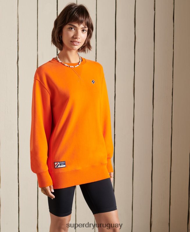 uy Superdry mujer sudadera oversize code essential de algodón orgánico naranja DT2N8Z6044 ropa