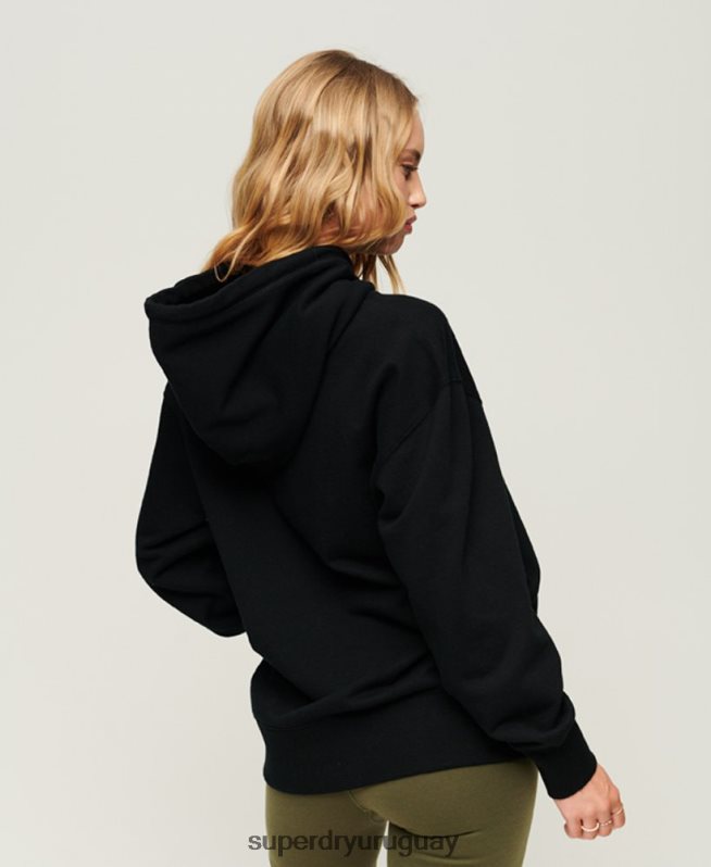 uy Superdry mujer sudadera oversize con código heráldico negro DT2N8Z1982 ropa