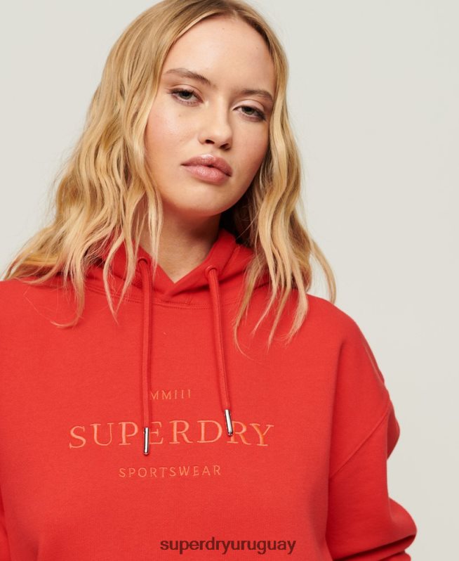 uy Superdry mujer sudadera oversize con código heráldico rojo DT2N8Z2018 ropa