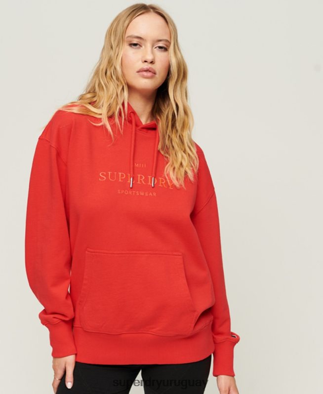 uy Superdry mujer sudadera oversize con código heráldico rojo DT2N8Z2018 ropa
