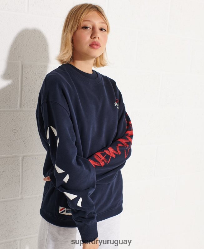 uy Superdry mujer sudadera oversize con cuello redondo Armada DT2N8Z5832 ropa