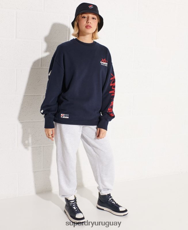 uy Superdry mujer sudadera oversize con cuello redondo Armada DT2N8Z5832 ropa