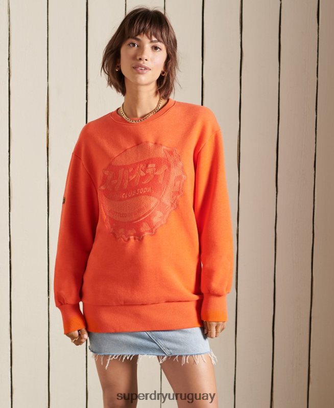 uy Superdry mujer sudadera oversize con cuello redondo naranja DT2N8Z6171 ropa