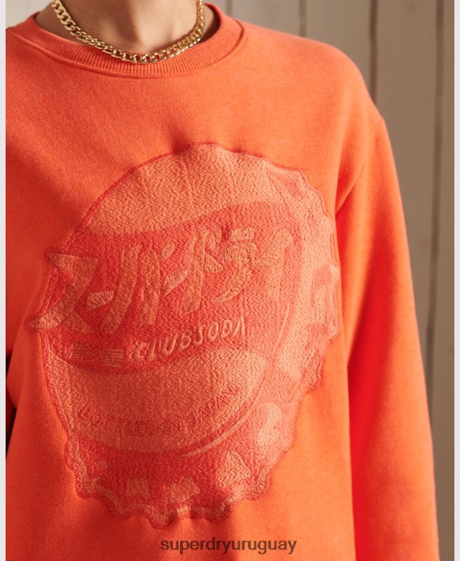 uy Superdry mujer sudadera oversize con cuello redondo naranja DT2N8Z6171 ropa