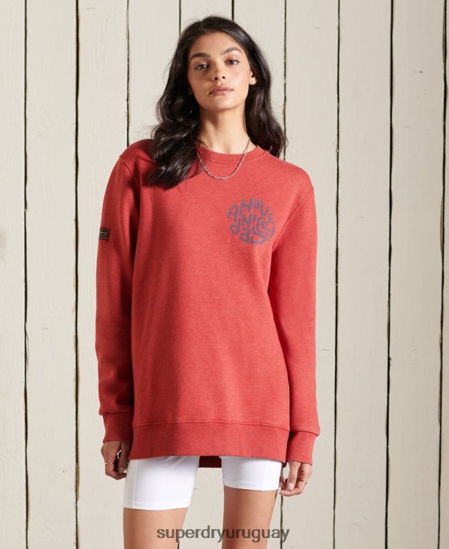 uy Superdry mujer sudadera oversize con cuello redondo rojo DT2N8Z6049 ropa