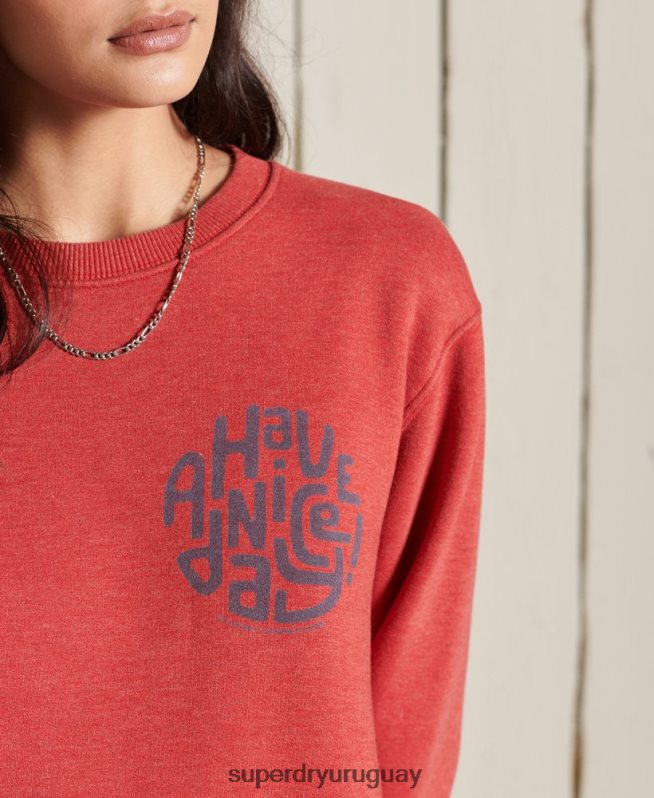 uy Superdry mujer sudadera oversize con cuello redondo rojo DT2N8Z6049 ropa