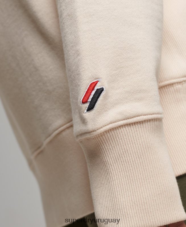 uy Superdry mujer sudadera oversize con cuello redondo y heráldica crema DT2N8Z3369 ropa