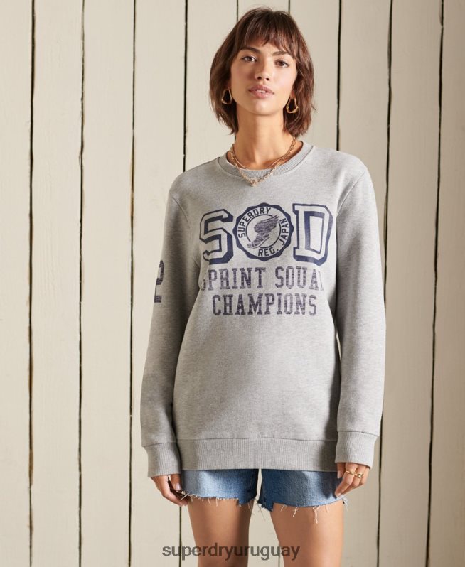 uy Superdry mujer sudadera oversize con equipo de atletismo gris DT2N8Z6169 ropa