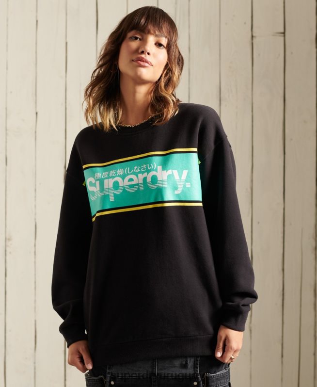 uy Superdry mujer sudadera oversize con logo Core negro DT2N8Z5858 ropa