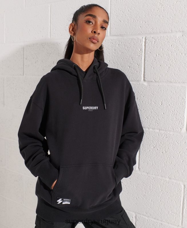 uy Superdry mujer sudadera oversize con micrologo negro DT2N8Z5843 ropa