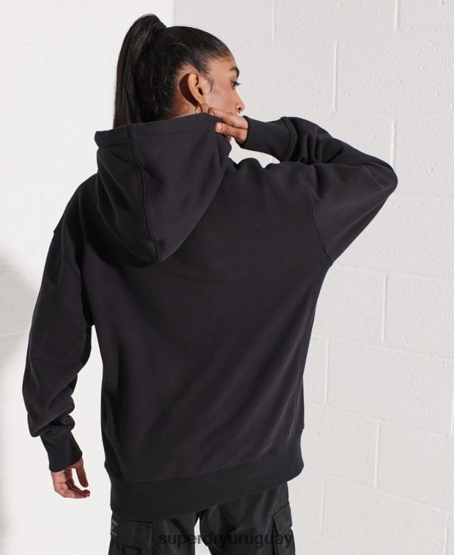 uy Superdry mujer sudadera oversize con micrologo negro DT2N8Z5843 ropa