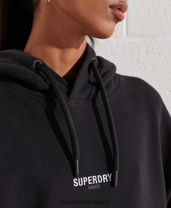 uy Superdry mujer sudadera oversize con micrologo negro DT2N8Z5843 ropa