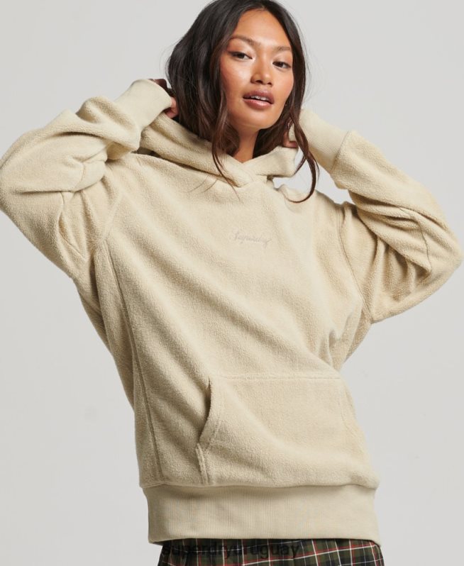 uy Superdry mujer sudadera oversize de polar con gráfico beige DT2N8Z5872 ropa