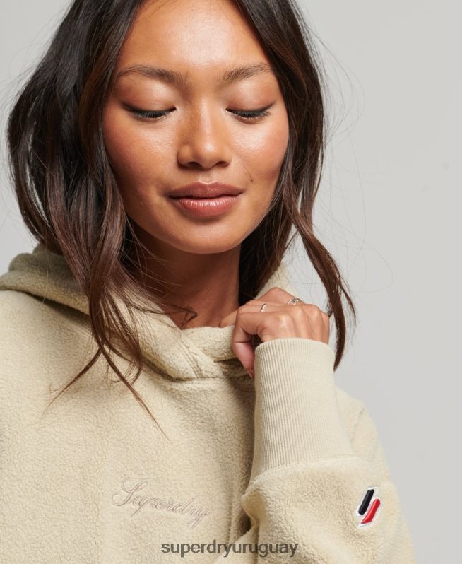 uy Superdry mujer sudadera oversize de polar con gráfico beige DT2N8Z5872 ropa