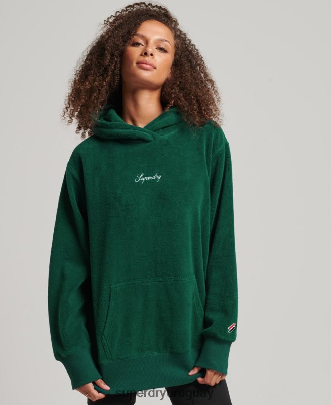 uy Superdry mujer sudadera oversize de polar con gráfico verde DT2N8Z5919 ropa