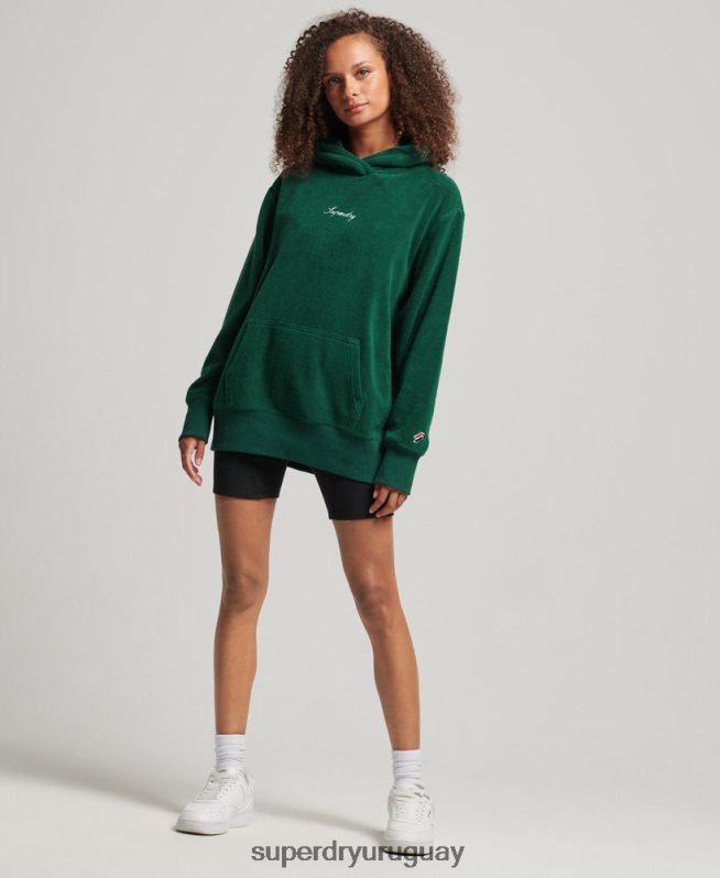 uy Superdry mujer sudadera oversize de polar con gráfico verde DT2N8Z5919 ropa