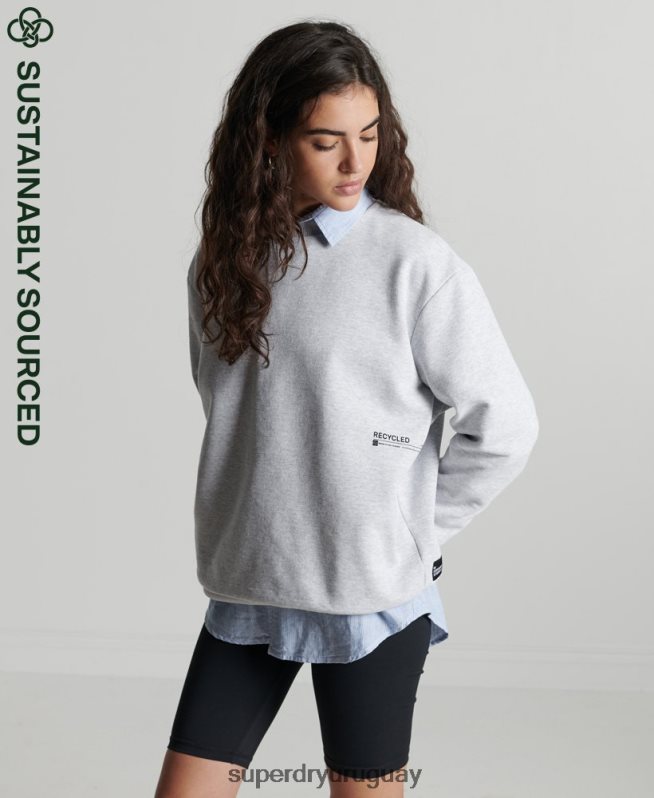 uy Superdry mujer sudadera reciclada micro mid crew gris claro DT2N8Z6062 ropa