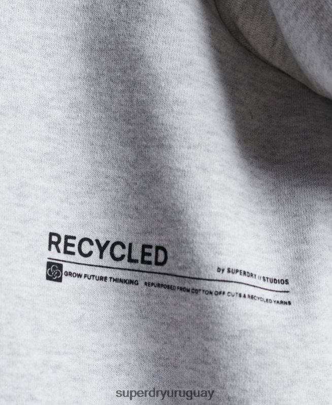 uy Superdry mujer sudadera reciclada micro mid crew gris claro DT2N8Z6062 ropa