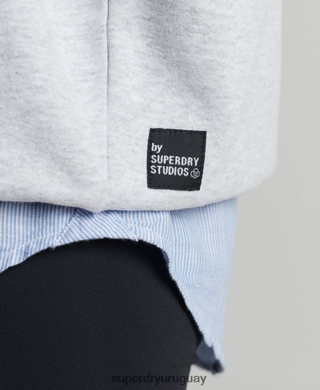 uy Superdry mujer sudadera reciclada micro mid crew gris claro DT2N8Z6062 ropa