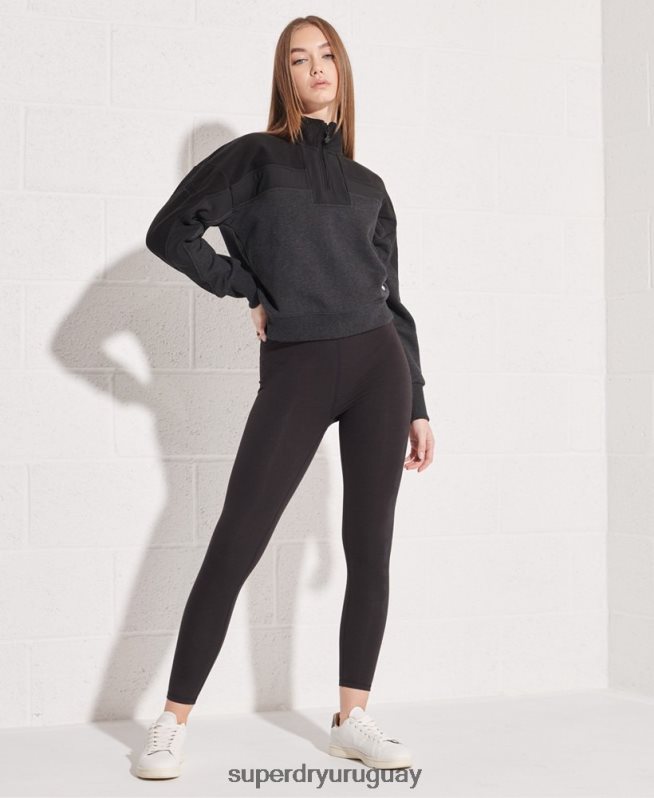 uy Superdry mujer sudadera sportstyle dolman con cremallera 1/4 negro DT2N8Z3492 ropa